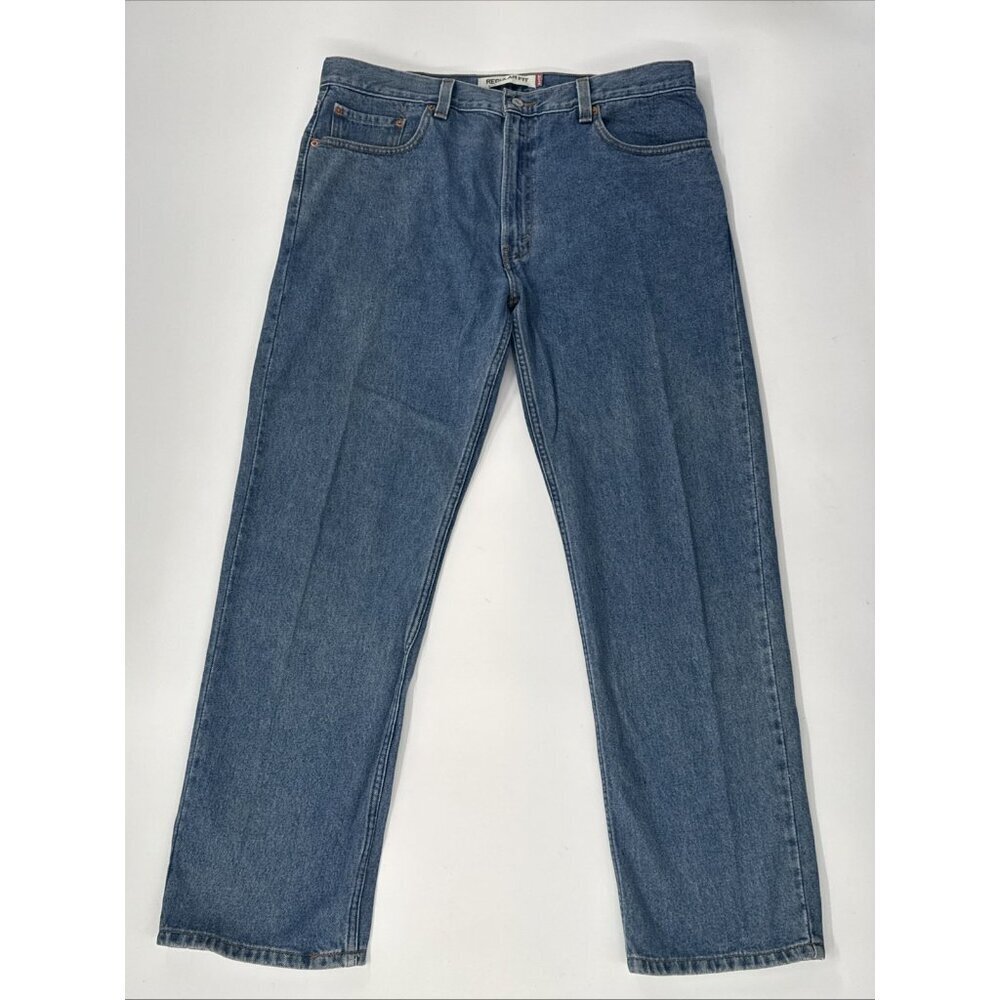 Levis 505 Jeans Mens 38x32 Blue Regular Fit Straight Leg Denim Pants Workwear
